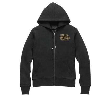 NEW HARLEY DAVIDSON 96185-23VW WOMEN'S MED HOODIE KNIT BLACK SPECIAL ZIP FRONT
