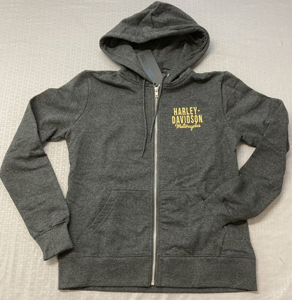 NEW HARLEY DAVIDSON 96185-23VW WOMEN'S MED HOODIE KNIT BLACK SPECIAL ZIP FRONT