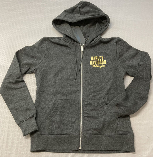 NEW HARLEY DAVIDSON 96185-23VW WOMEN'S XL HOODIE KNIT BLACK SPECIAL ZIP FRONT