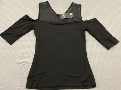 NEW HARLEY DAVIDSON HT4682BLK WOMEN'S BED OF ROSES COLD SHOULDER TEE M