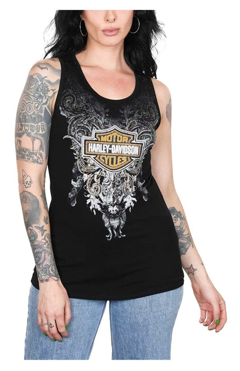 NEW GENUINE HARLEY DAVIDSON HT4706BLK Women's XS MONOLITH IDOL SCOOP NECK BLACK