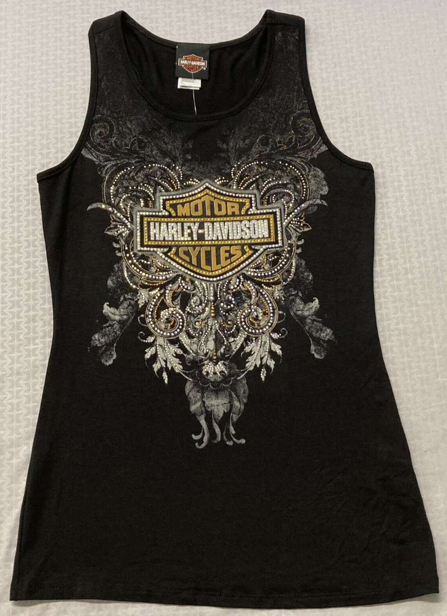 NEW GENUINE HARLEY DAVIDSON HT4706BLK Women's XS MONOLITH IDOL SCOOP NECK BLACK