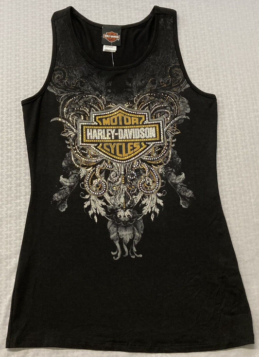 NEW GENUINE HARLEY DAVIDSON HT4706BLK Women's XS MONOLITH IDOL SCOOP NECK BLACK