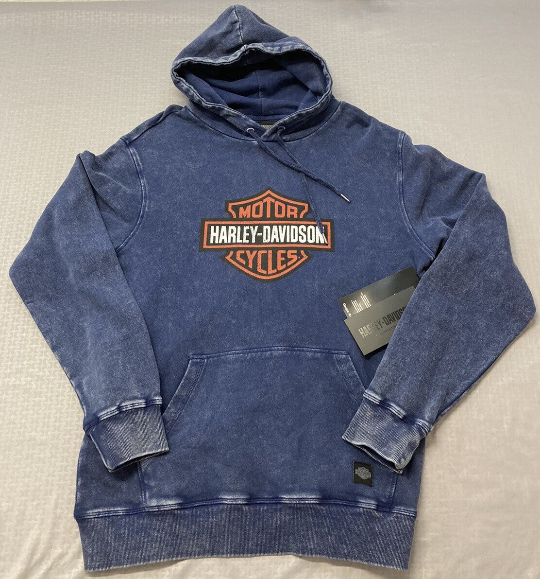 NEW GENUINE HARLEY DAVIDSON 96022-23VM Men's MED HOODIE BLUE Westcoast B&S