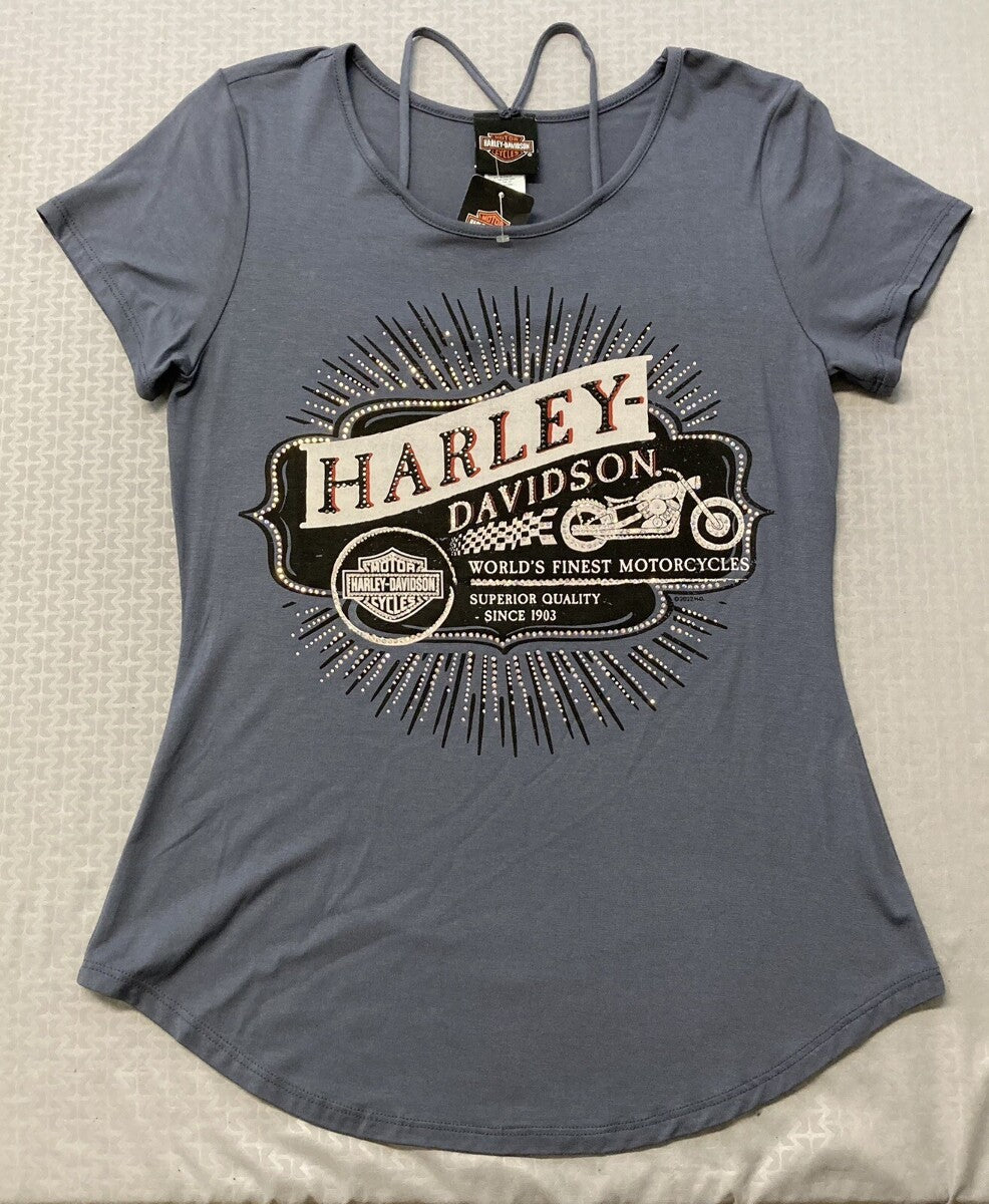 NEW GENUINE HARLEY DAVIDSON HT4668GRY Women's MARK OF PERFECTION S/S TOP XS