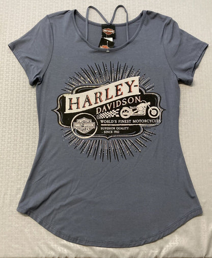 NEW GENUINE HARLEY DAVIDSON HT4668GRY Women's MARK OF PERFECTION S/S TOP XS