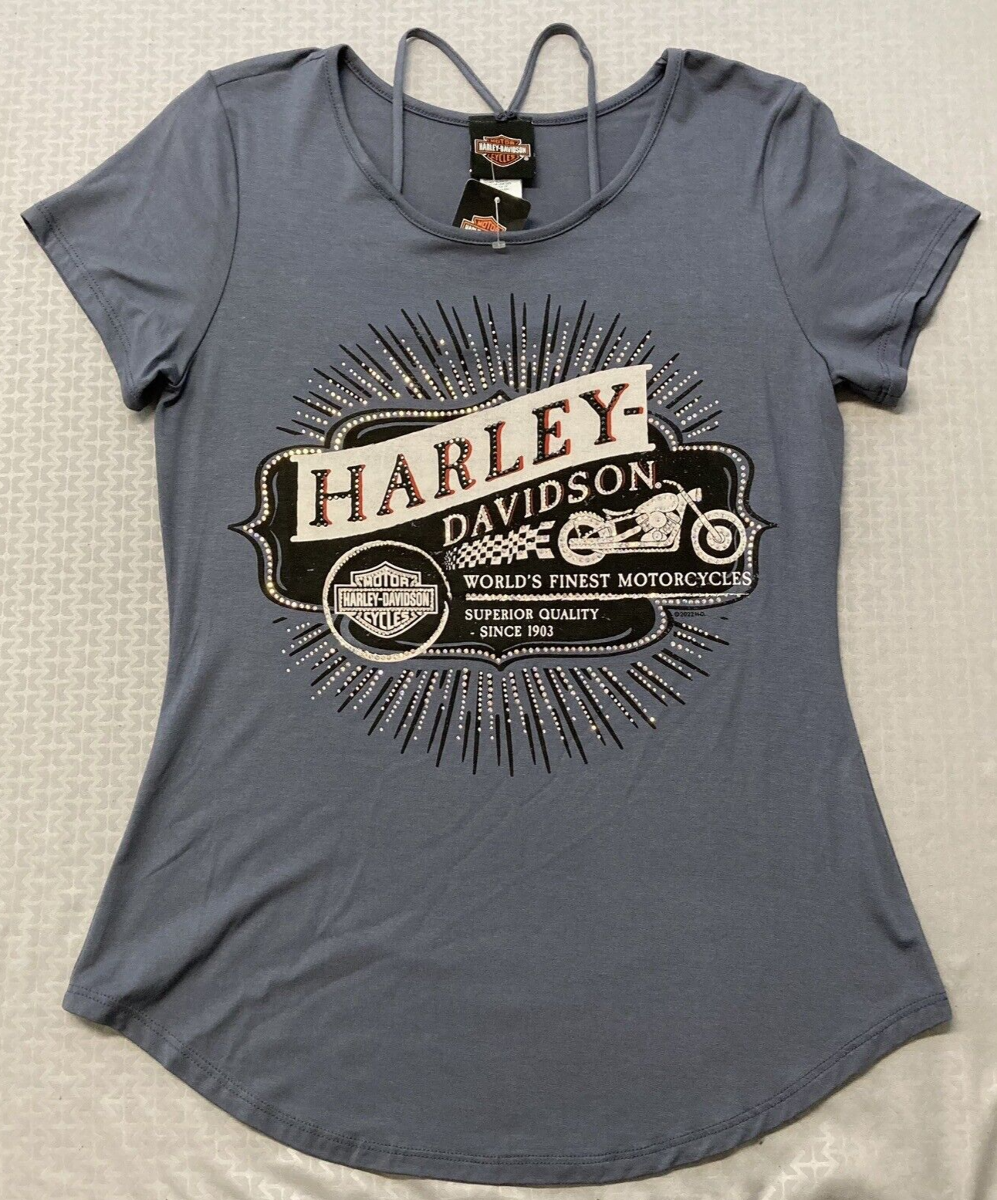 NEW GENUINE HARLEY DAVIDSON HT4668GRY Women's MARK OF PERFECTION S/S TOP SMALL