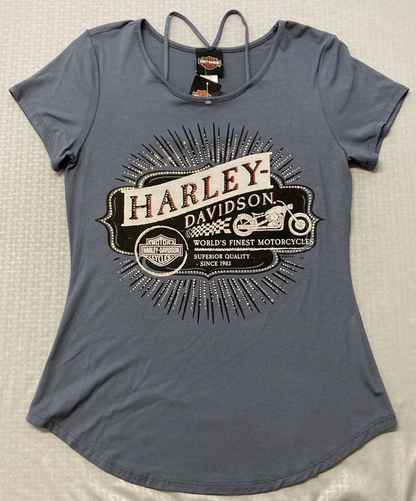 NEW GENUINE HARLEY DAVIDSON HT4668GRY Women's MARK OF PERFECTION S/S TOP SMALL