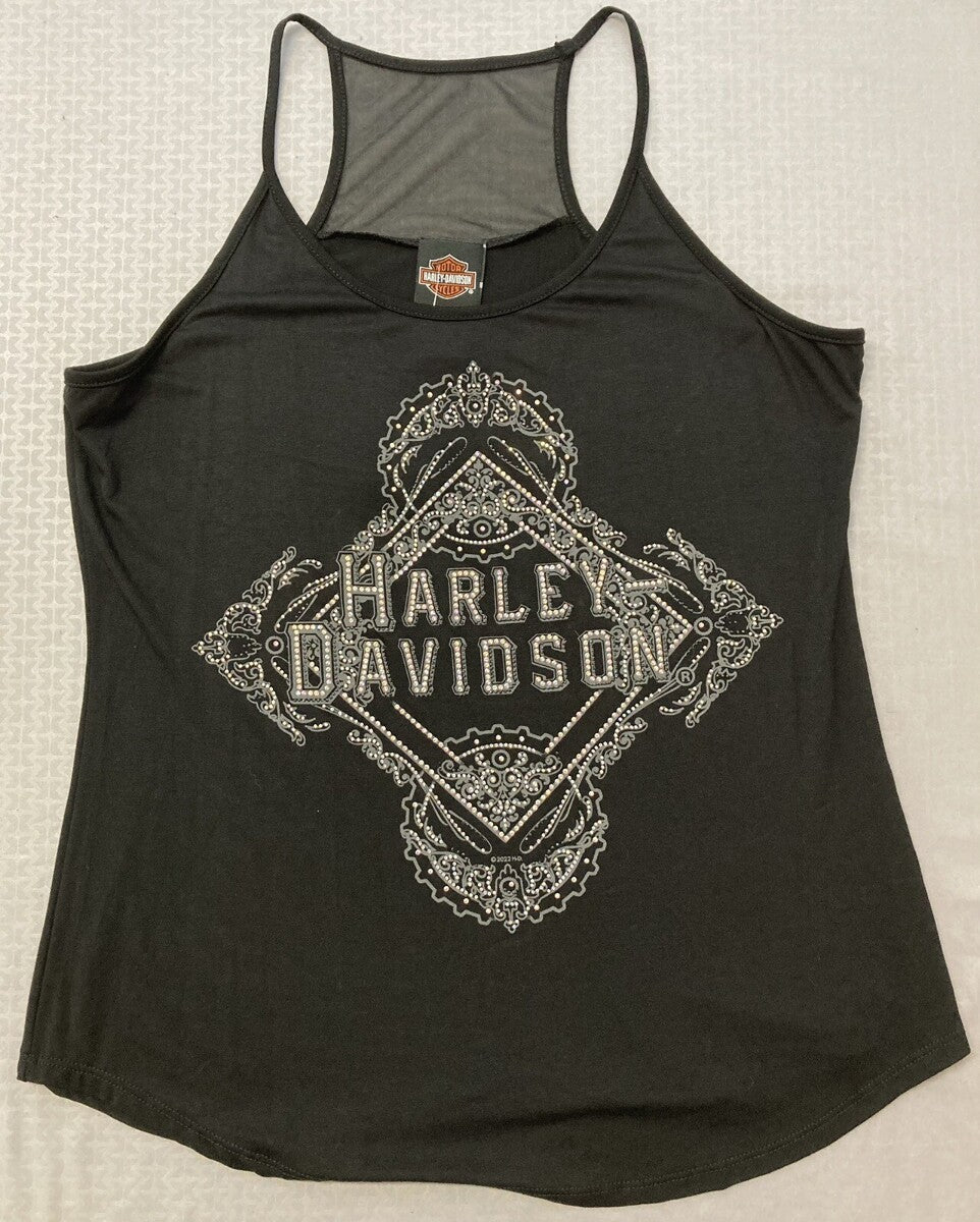 NEW GENUINE HARLEY DAVIDSON HT4683BLK Women's LARGE Cowgirl Emblem Tank BLACK