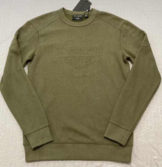 NEW GENUINE HARLEY DAVIDSON 96017-23VM MEN'S SMALL PULLOVER GREEN Bar & Shield