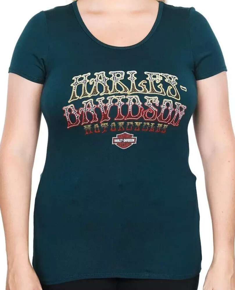 NEW GENUINE HARLEY DAVIDSON HT4707EME Women's 2XL VOODOO ROLLIN  EMERALD