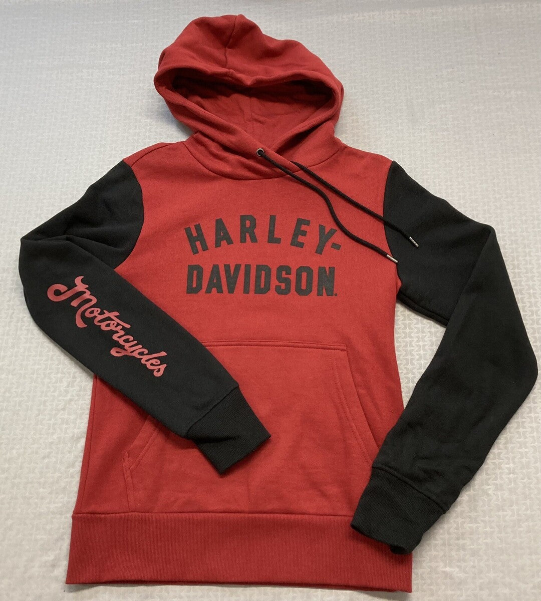 NEW GENUINE HARLEY DAVIDSON 96402-23VW Women's XS HOODIE RED COLORBLOCK