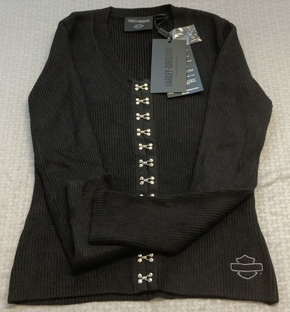 NEW GENUINE HARLEY DAVIDSON 96417-23VW Women's SMALL SWEATER  BLACK