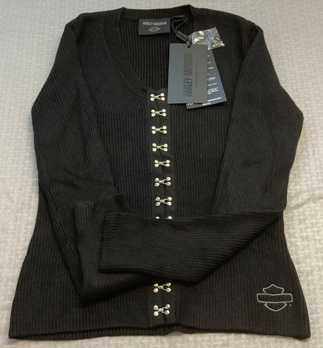 NEW GENUINE HARLEY DAVIDSON 96417-23VW Women's LARGE SWEATER BLACK