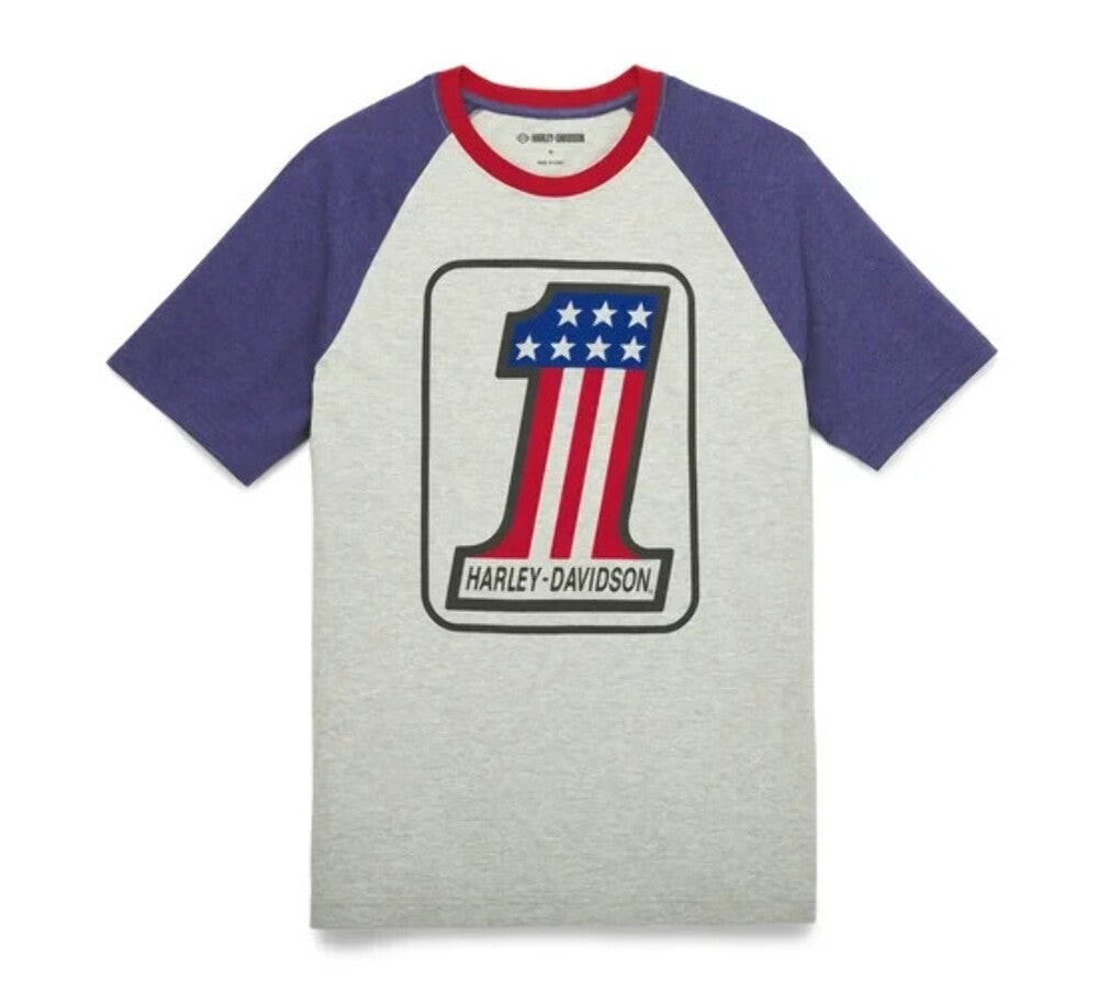 NEW HARLEY DAVIDSON 96533-22VM Men's Classic #1 Raglan Colorblock Knit Tee 3XL