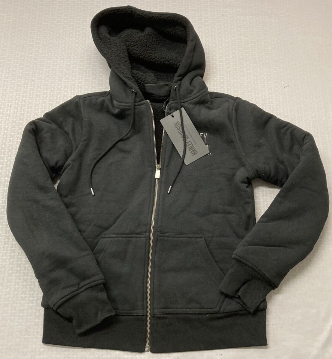 NEW HARLEY DAVIDSON 96400-23VW Women's XS HOODIE BLACK Sherpa Lined Road Home