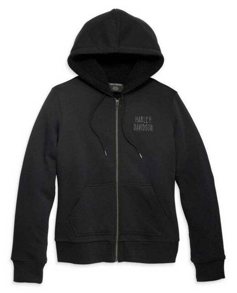 NEW HARLEY DAVIDSON 96400-23VW Women's 2XL HOODIE BLACK Sherpa Lined Road Home
