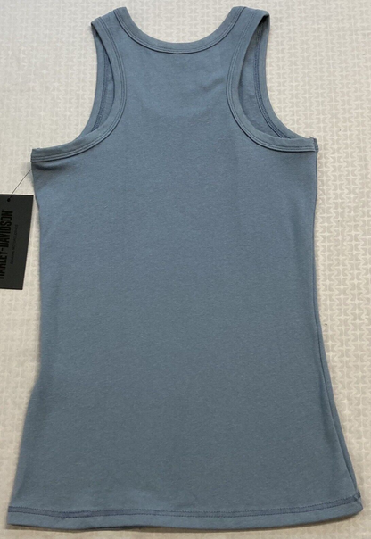 NEW HARLEY DAVIDSON 96442-23VW Women's Classic Blue Knit Tank S Racer Font