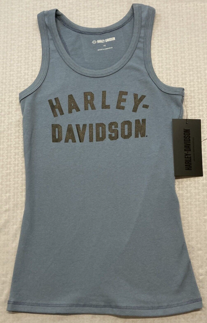 NEW HARLEY DAVIDSON 96442-23VW Women's Classic Blue Knit Tank S Racer Font