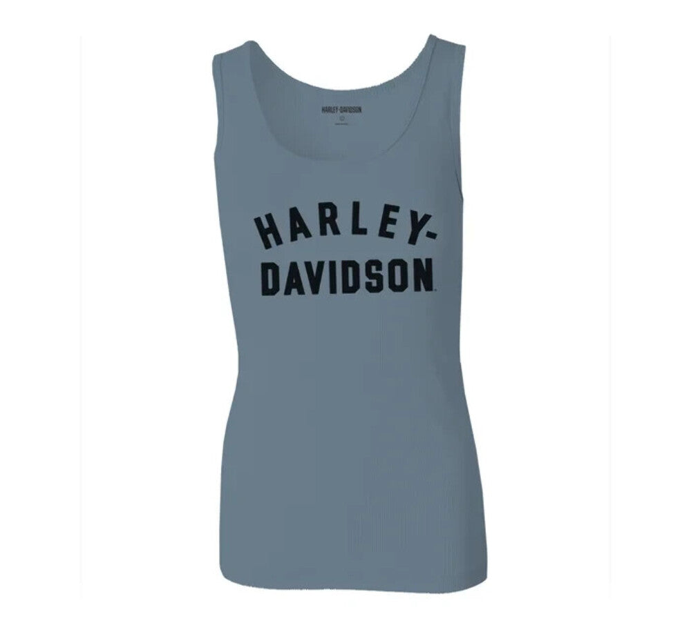 NEW HARLEY DAVIDSON 96442-23VW Women's Classic Blue Knit Tank XS Racer Font