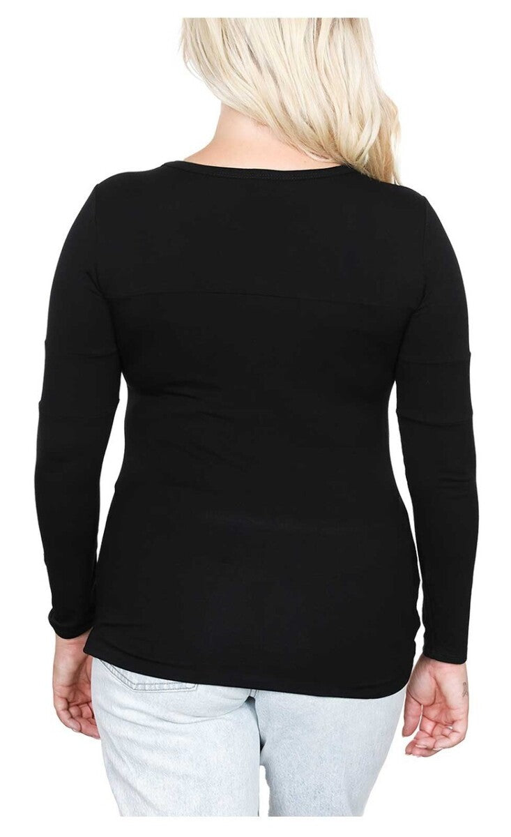 NEW HARLEY DAVIDSON HT4736BLK Women's Ride w/ Stars & Stripes L/S Black Top XL