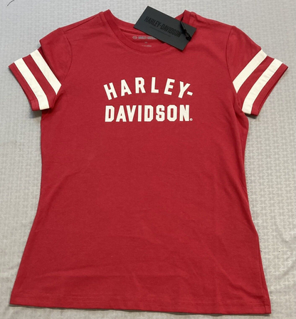 NEW HARLEY DAVIDSON 96435-23VW Women's Forever Sleeve Striped Red Knit Tee XL