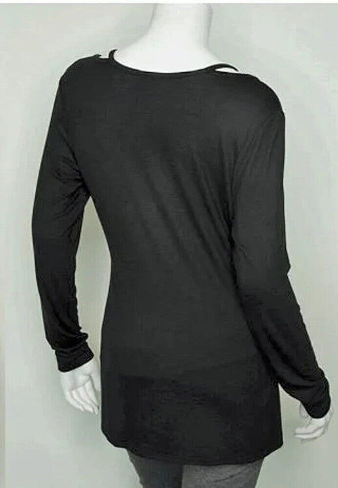 NEW HARLEY DAVIDSON HT4677BLK DULCE LONG SLEEVE V-NECK RHINESTONES BLACK 1XL