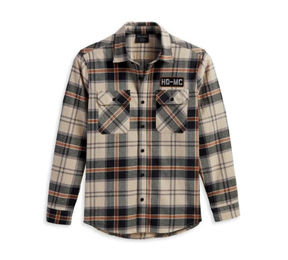 NEW GENUINE HARLEY DAVIDSON 96383-23VM MEN'S MED SHIRT WOVEN BROWN PLAID HD-MC