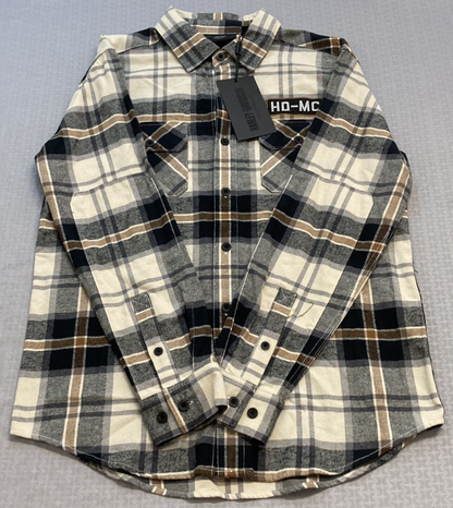 NEW GENUINE HARLEY DAVIDSON 96383-23VM MEN'S MED SHIRT WOVEN BROWN PLAID HD-MC