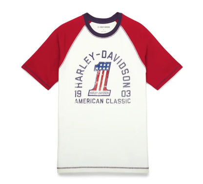 NEW HARLEY DAVIDSON 96534-22VM Men's SMALL American Heritage Raglan Tee