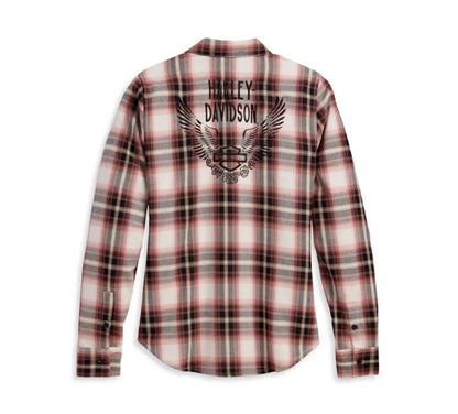 NEW HARLEY DAVIDSON 96477-23VW WOMENS RETRO WINGED WOVEN FLANNEL PLAID SHIRT 2XL