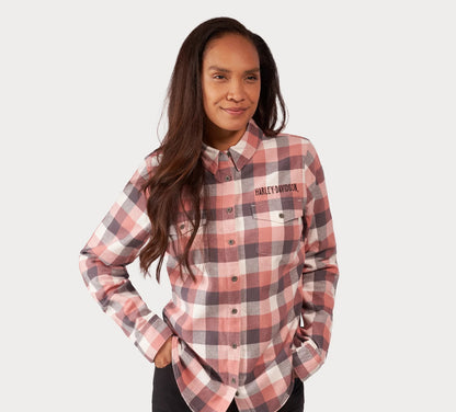 NEW HARLEY DAVIDSON 96482-23VW Women's Retro Winged Flannel Shirt Plaid XS
