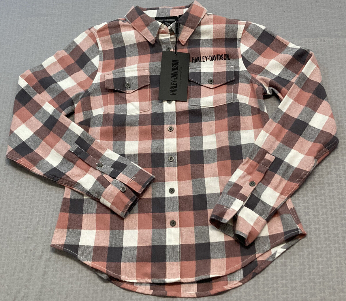 NEW HARLEY DAVIDSON 96482-23VW Women's Retro Winged Flannel Shirt Plaid XS