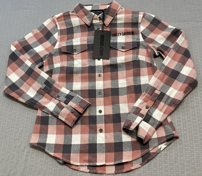 NEW HARLEY DAVIDSON 96482-23VW Women's Retro Winged Flannel Shirt Plaid XS