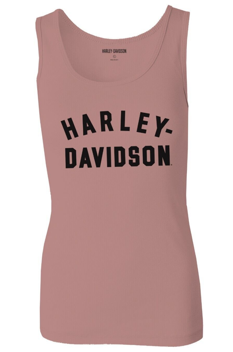 NEW HARLEY DAVIDSON 96441-23VW Women's Classic Racer Font Knit Tank Ash Rose XS