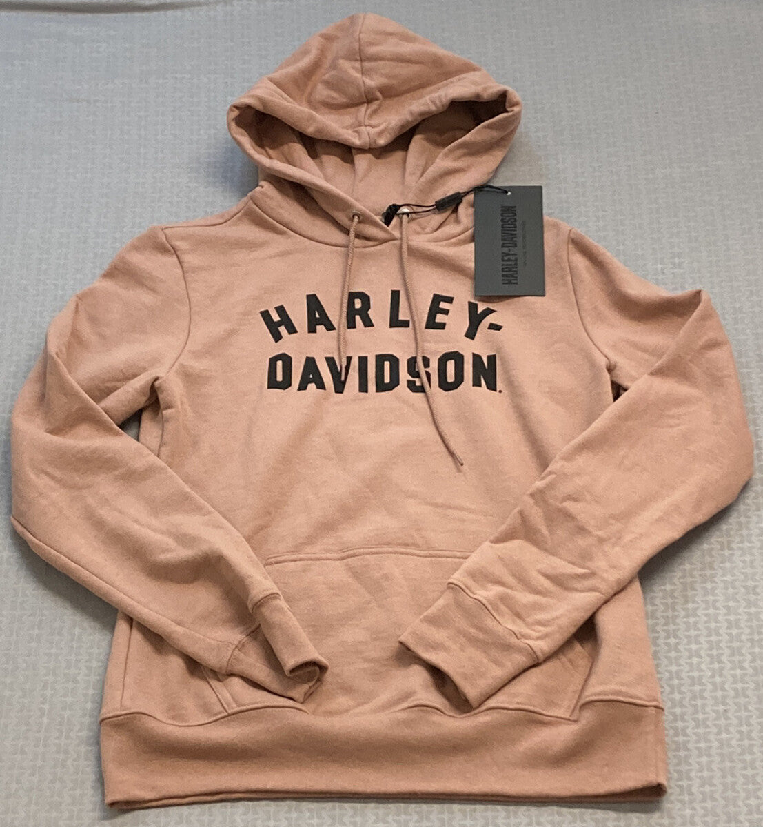 NEW HARLEY DAVIDSON 96410-23VW Womens Racer Font Pullover Knit Hoodie Ash Rose S