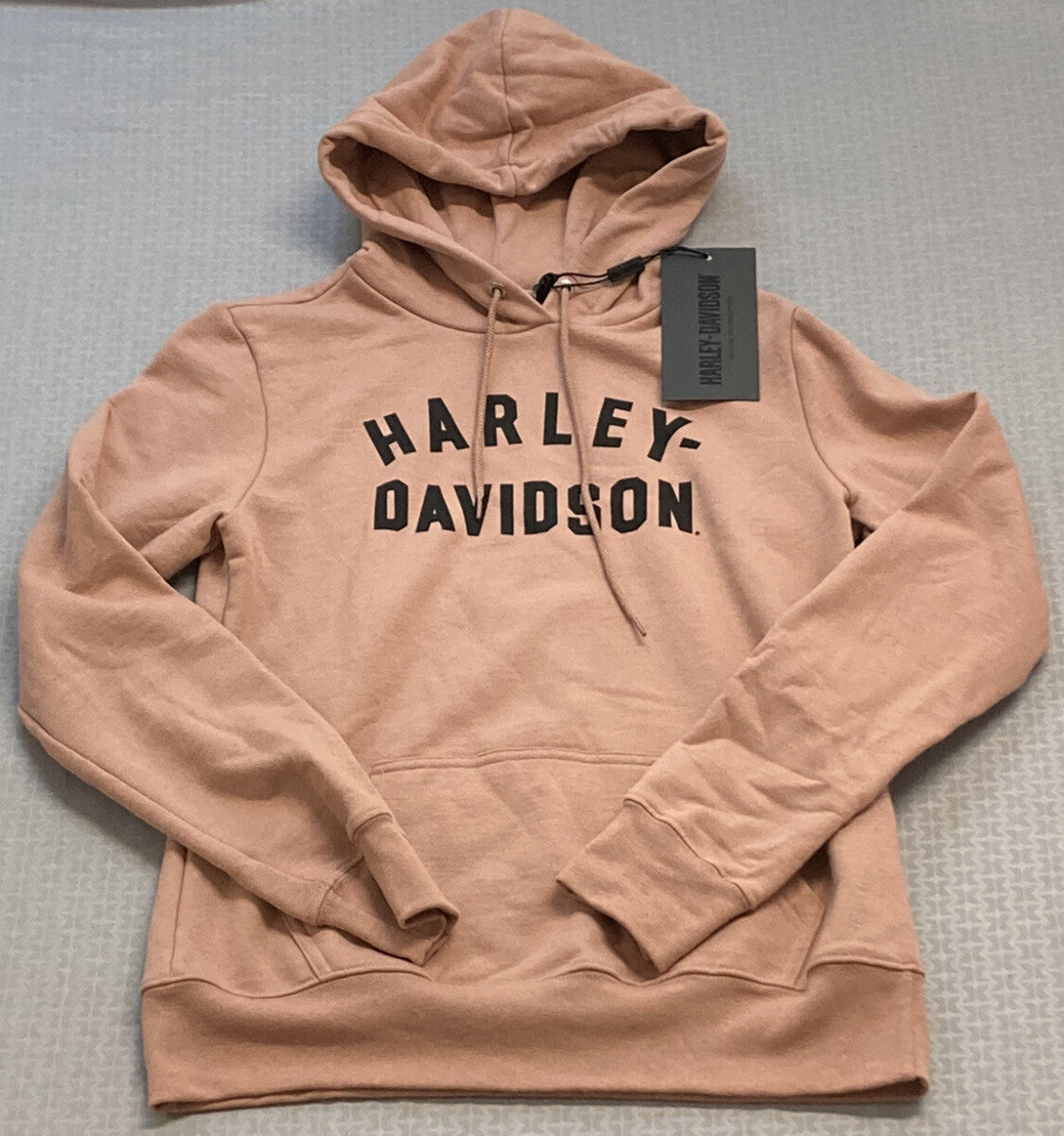 NEW HARLEY DAVIDSON 96410-23VW Womens Racer Font Pullover Knit Hoodie Ash Rose M