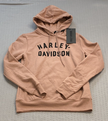 NEW HARLEY DAVIDSON 96410-23VW Womens Racer Font Pullover Knit Hoodie Ash Rose L