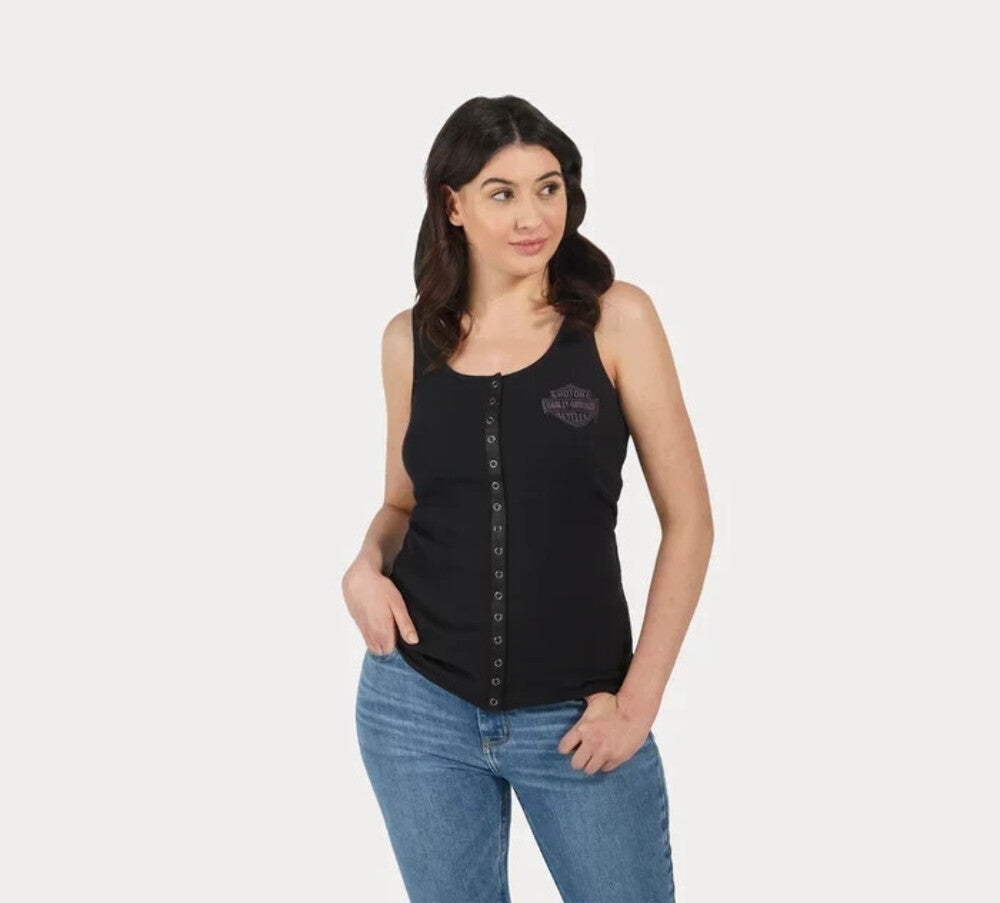 NEW HARLEY DAVIDSON 96217-23VW Women's Hometown Eagle Black Knit Tank XS
