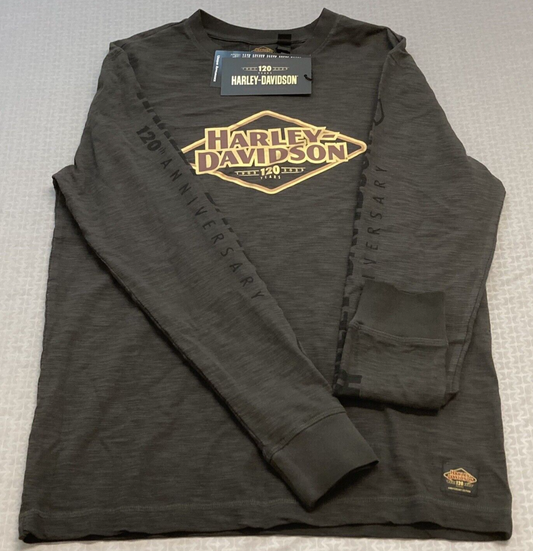 NEW GENUINE HARLEY DAVIDSON 96548-23VM MEN'S MEDIUM 120TH TEE KNIT DARK GREY