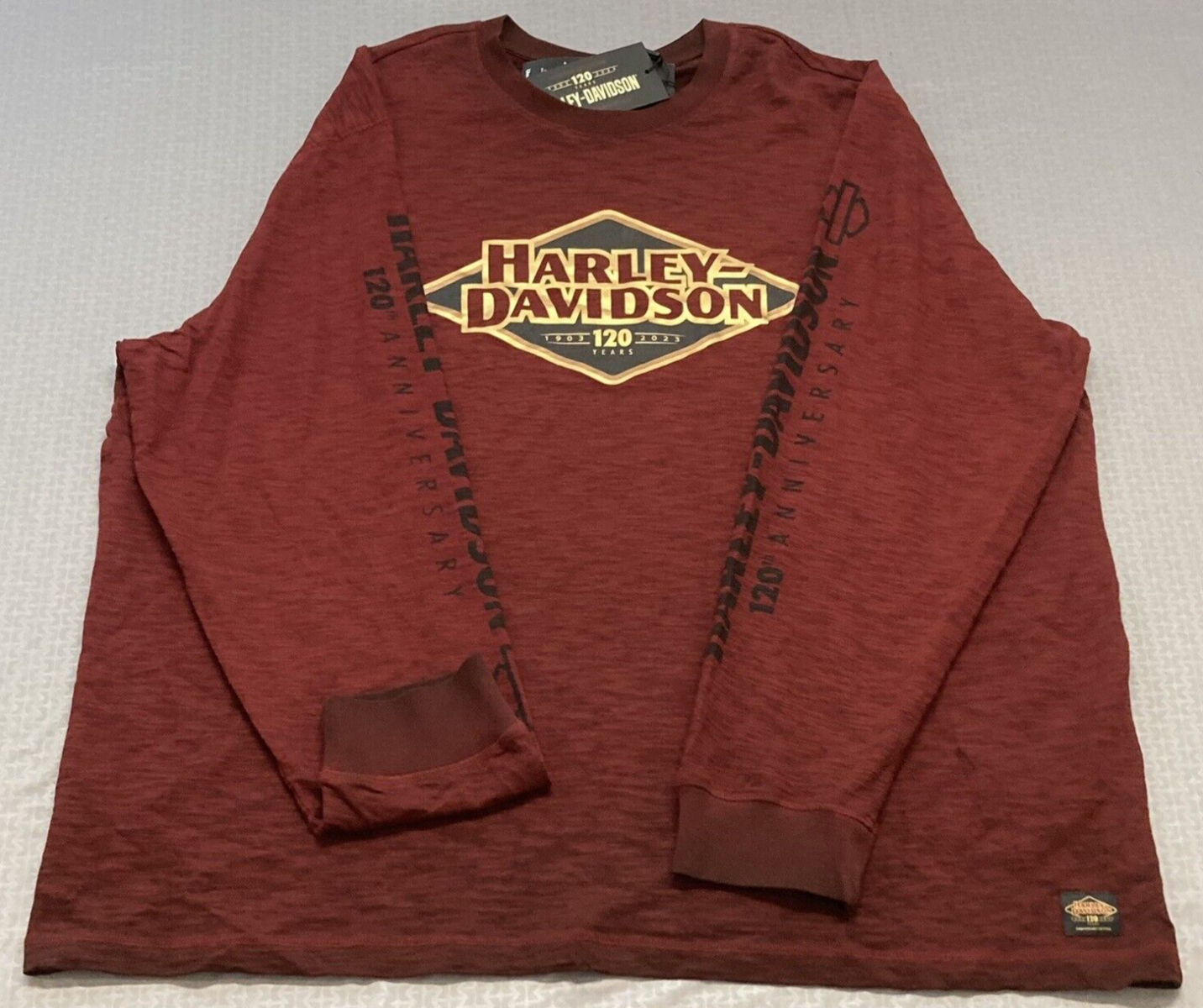 NEW GENUINE HARLEY DAVIDSON 96549-23VM MEN'S 4XL 120TH KNIT RED MERLOT TEE