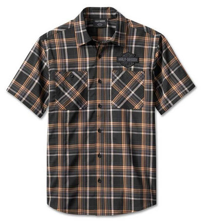 NEW GENUINE HARLEY DAVIDSON 96621-23VM Mens Bar&Shield Performance Plaid Shirt M