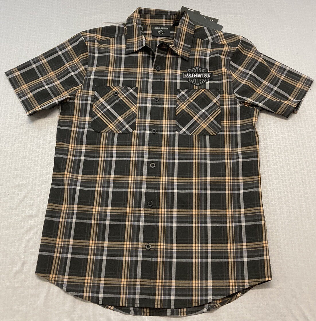NEW GENUINE HARLEY DAVIDSON 96621-23VM Mens Bar&Shield Performance Plaid Shirt M