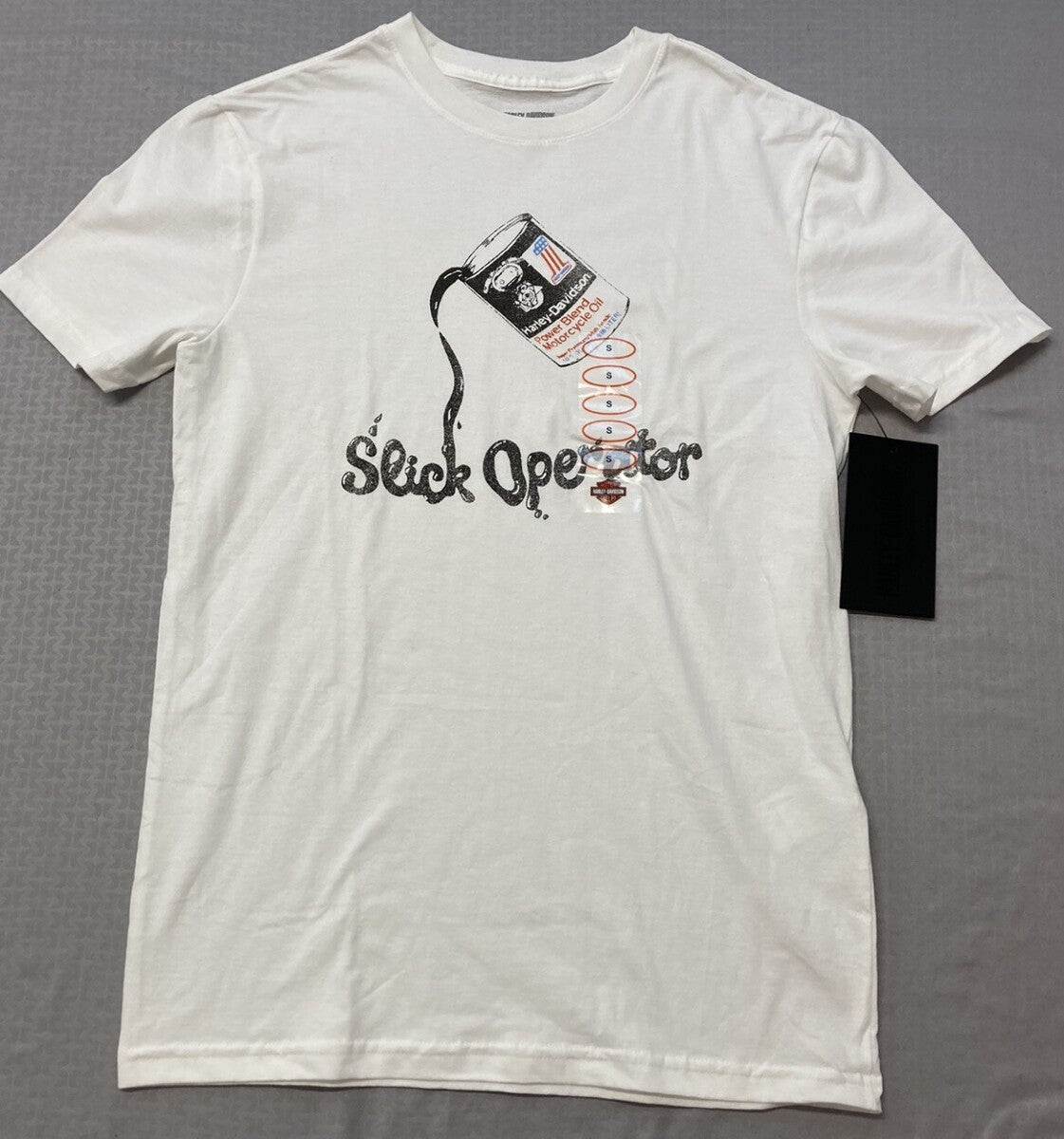NEW GENUINE HARLEY DAVIDSON 96531-22VM Men's Oil Can White Knit Tee Sm