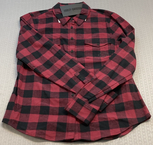 NEW GENUINE HARLEY DAVIDSON 96279-23VW WOMEN'S LARGE SHIRT RED PLAID