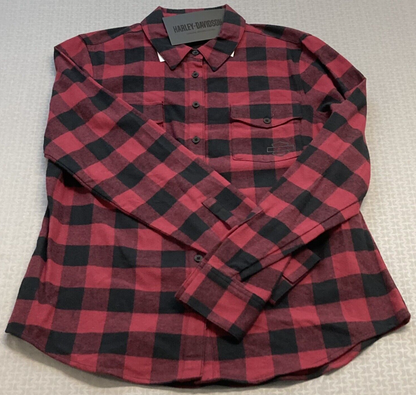 NEW GENUINE HARLEY DAVIDSON 96279-23VW WOMEN'S MEDIUM SHIRT RED PLAID