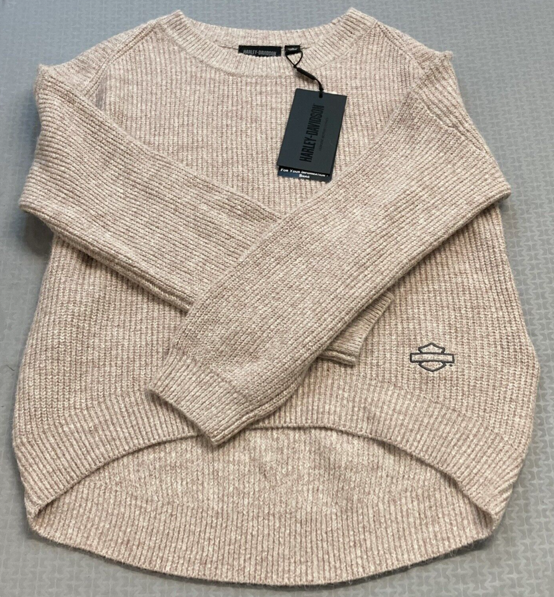 NEW GENUINE HARLEY DAVIDSON 96424-23VW WOMEN'S SMALL PINK CRAFTSMANSHIP SWEATER