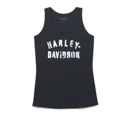 NEW GENUINE HARLEY DAVIDSON 96437-22VW WOMEN'S XSMALL BLACK Stencil Rib Tank
