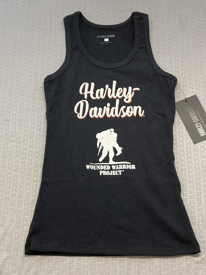 NEW HARLEY DAVIDSON 96193-23VW Women's Wounded Warrior Project Knit Tank BLK Sm