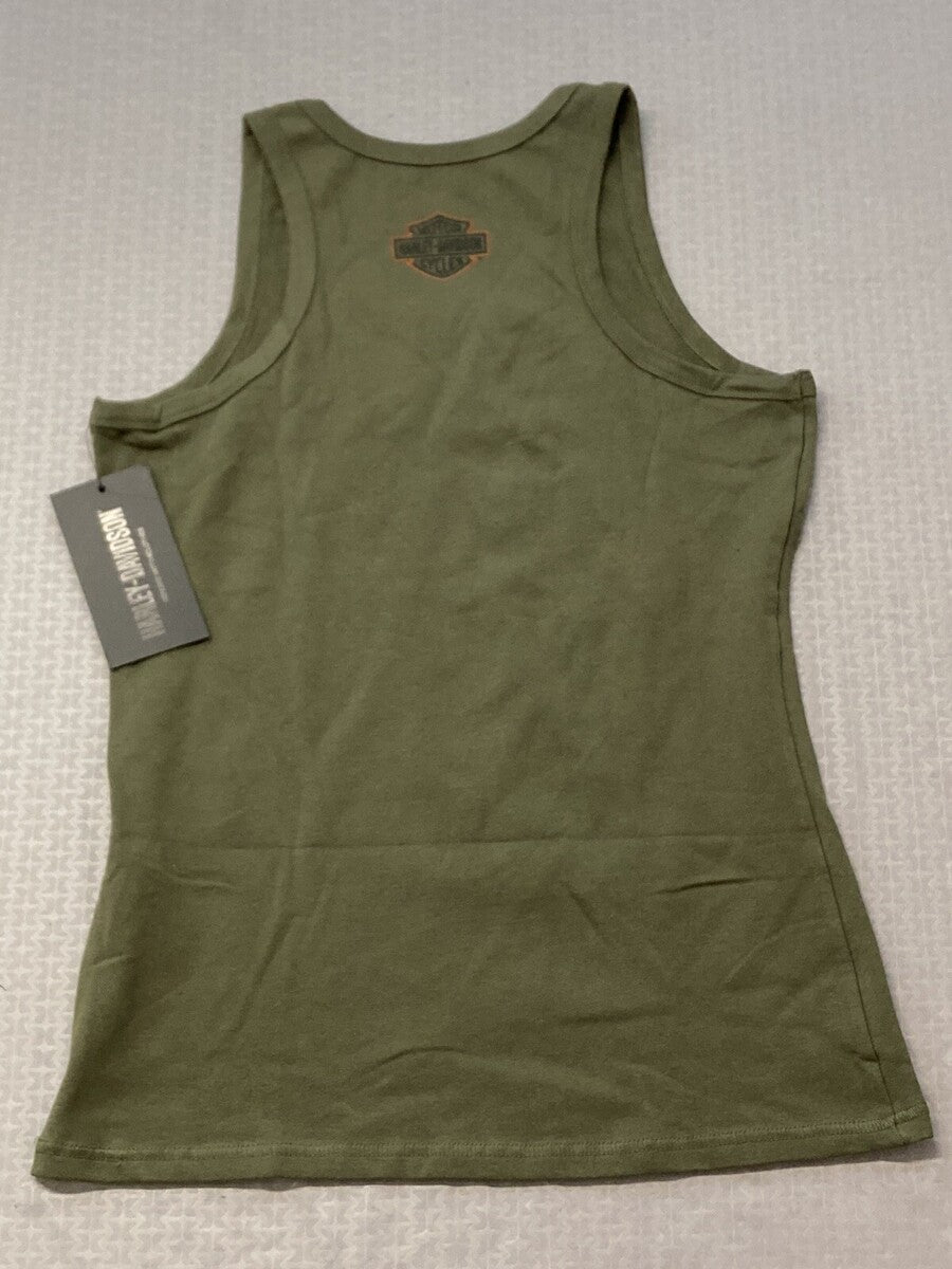 NEW HARLEY DAVIDSON 96194-23VW Womens Wounded Warrior Project Knit Tank Green Sm